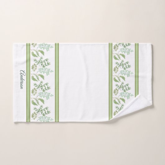 Groene groene bladeren en vertakkingen met een aan bad handdoek (Handdoek)