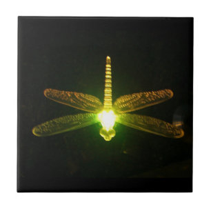 Groene groene draaiende dragonfly-tegel tegeltje