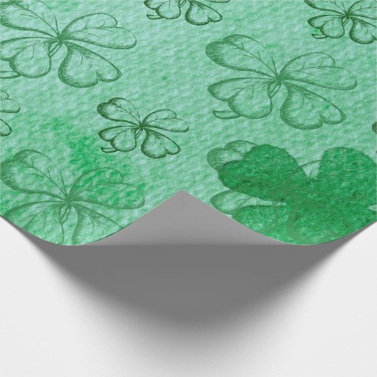 GROENE, GROENE EEN LUCKY VIER-LEAF CLOVER PATTERS CADEAUPAPIER (Hoek)