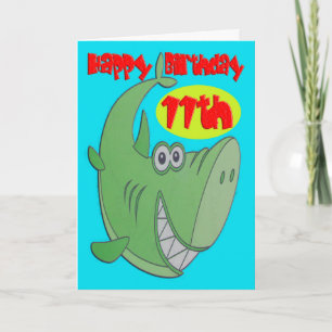 Groene haai elfde verjaardag kaart