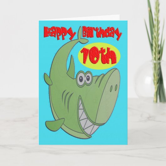 Groene haai tiende verjaardag kaart (Voorkant)