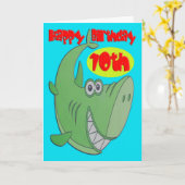 Groene haai tiende verjaardag kaart (Gele Bloem)