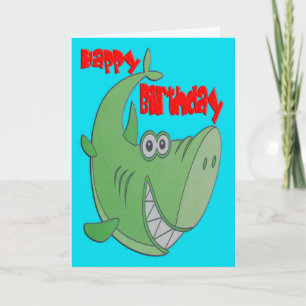 Groene haai verjaardag kaart