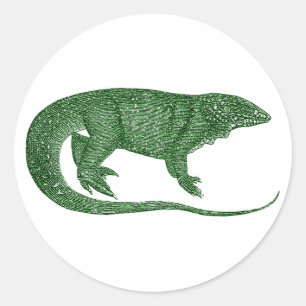 groene hagedis ronde sticker