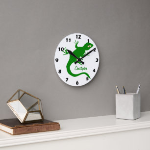 Groene Hagedisontwerp Persoonlijk Ronde Klok