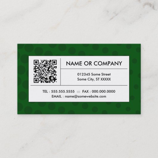 groene halftoonige QR-code Visitekaartje (Voorkant)