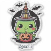 Groene Halloween Heks Sticker (Voorkant)