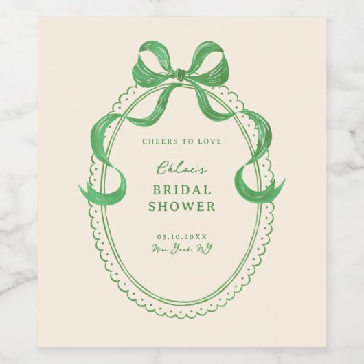 Groene Hand getrokken boog Lijst Vrijgezellenfeest Wijn Etiket (Enkel label)