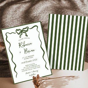 Groene Hand Getrokken Boog Lint Sketch Wedding Kaart