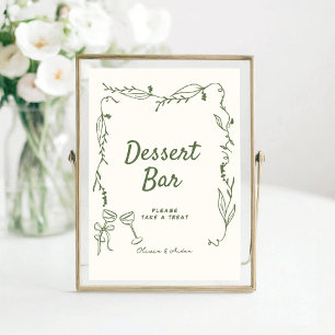 Groene Hand Getrokken grillige Dessert Bar Poster