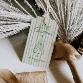 Groene Hand Getrokken Kerst Abstracte Boom Cadeaulabel