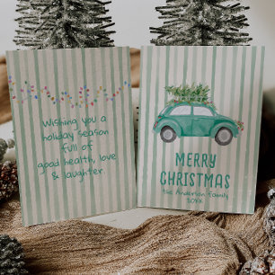 Groene Hand Getrokken Kerstboom Niet-Foto Feestdagenkaart
