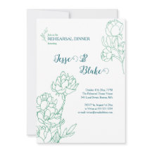 Groene Hand Getrokken Peony Bloemen Wedding