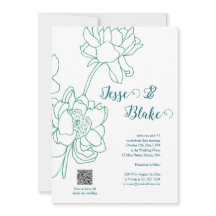Groene Hand Getrokken Peony Bloemen Wedding
