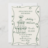 Groene Hand Getrokken Proost om de Uitnodiging van (Achterkant)