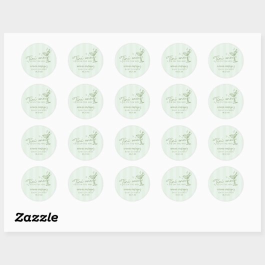 Groene Hand Teken Een Tini Een Baby shower Ronde Sticker (Vel)