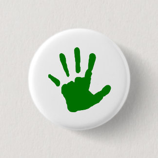 Groene handafdruk ronde button 3,2 cm