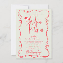 Groene handgeschreven kerstfeest uitnodiging