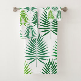 Groene handpalm verlaat botanisch patroon handdoek