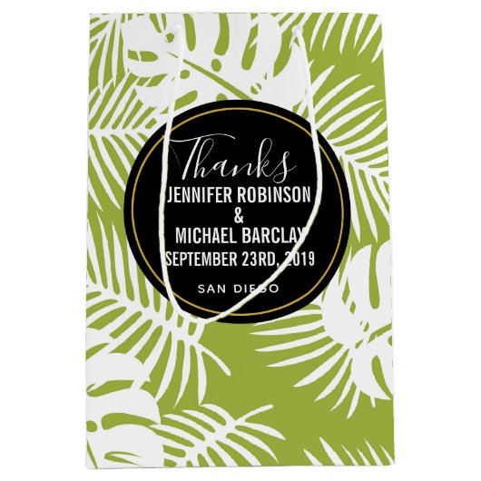 Groene handpalmen Oerwoud Pattern Weddenschap Beda Medium Cadeauzakje (Voorkant)