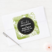 Groene handpalmen Oerwoud Pattern Weddenschap Beda Vierkante Sticker (Envelop)