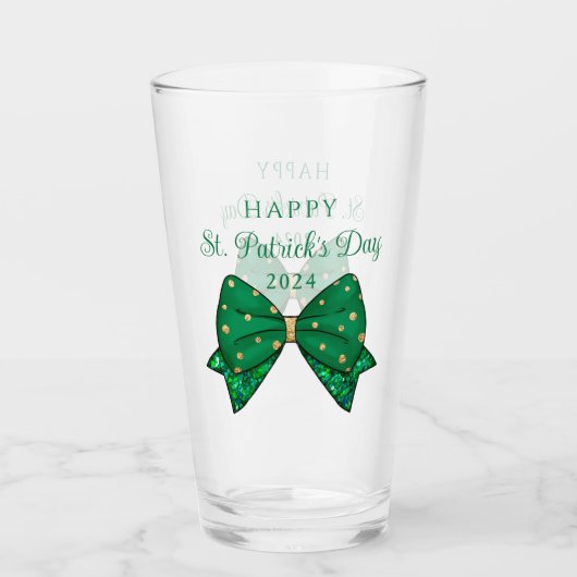 Groene Happy St. Patrick's Day 2024 Glas (Voorkant)
