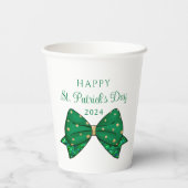 Groene Happy St. Patrick's Day 2024 Papieren Bekers (Achterkant)