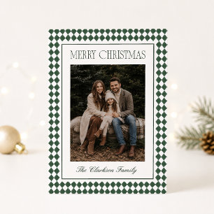 Groene Harlekijn Een Foto Kerstkaart Kaart