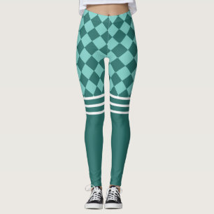 Groene Harlekijn en Triple White Stripe Leggings
