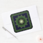 Groene harmonische fractaal mandala vierkante sticker (Envelop)