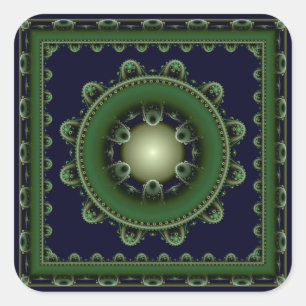 Groene harmonische mandala vierkante sticker