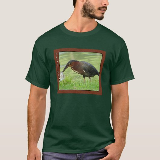 Groene haron met visShirt T-shirt (Voorkant)