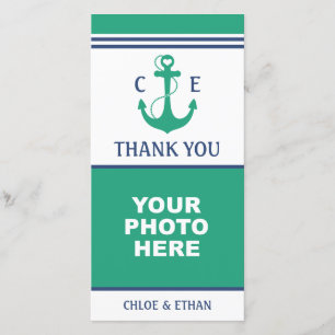 Groene Hart Anker Monogram Foto Dank U Bedankkaart