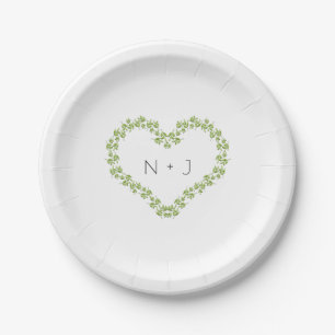 Groene Hart Bladeren Shabby Chic Groene Huwelijk Papieren Bordje