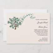 Groene Hart Boom op Ivoor Bruiloft uitnodiging (Achterkant)