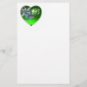 GROENE HART EN VERGEET ME NOTS MONOGRAM BRIEFPAPIER (Voorkant)