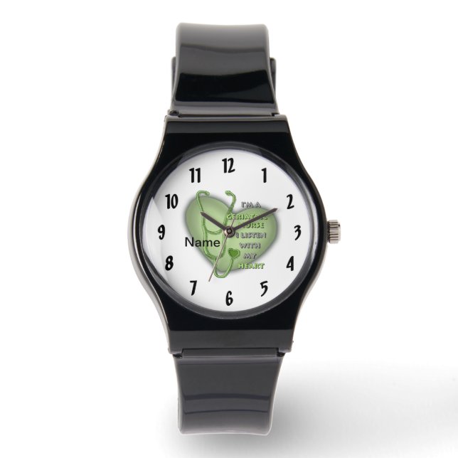 Groene hart Geriatric Nurse Horloge (Voorkant)