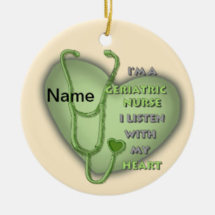 Groene hart Geriatric Nurse Keramisch Ornament