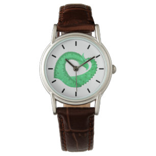 Groene hartdraak op wit horloge