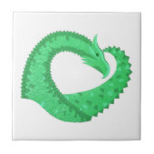 Groene hartdraak op wit tegeltje (Voorkant)