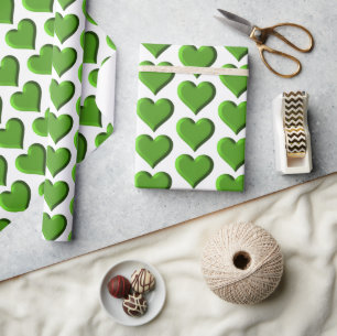 Groene harten cadeaupapier