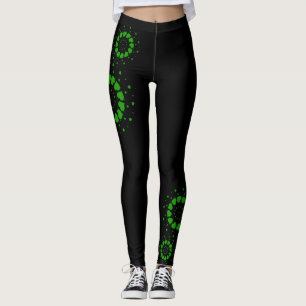 Groene harten cirkels ontwerp op zwart leggings