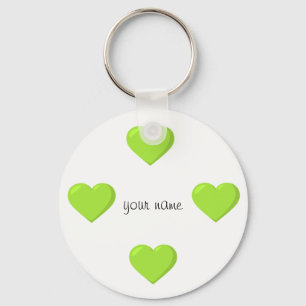 Groene Harten Emoji en Jouw naam '' hier " Sleutelhanger