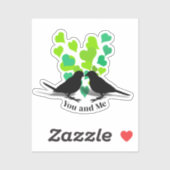 Groene harten Tortelduifjes Valentijn Sticker (Vel)