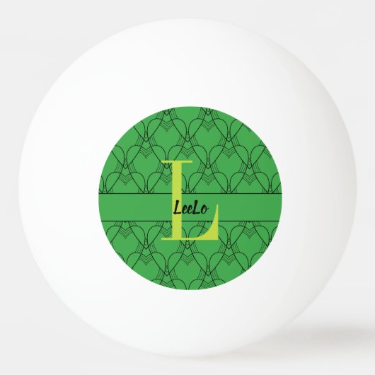 Groene hartmonogram en Aangepaste naam Pingpongballen (Voorkant)