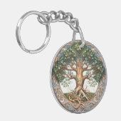 Groene heidense boom van het leven acryl sleutelhanger (Voorkant Links)
