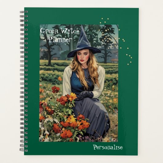 Groene Heks Bloemen Gepersonaliseerd Dagboek Planner (Voorkant)