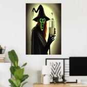 Groene heks melkfles | AI Art Poster (Thuiskantoor)