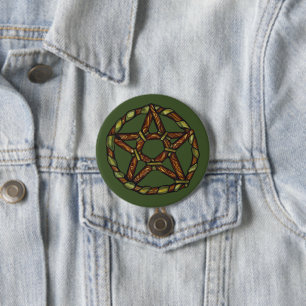 Groene Heks Pagan Pentakel Natuur Wicca Ronde Button 7,6 Cm