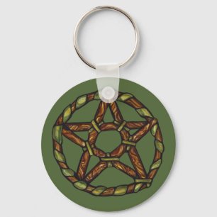 Groene Heks Pagan Pentakel Natuur Wicca Sleutelhanger